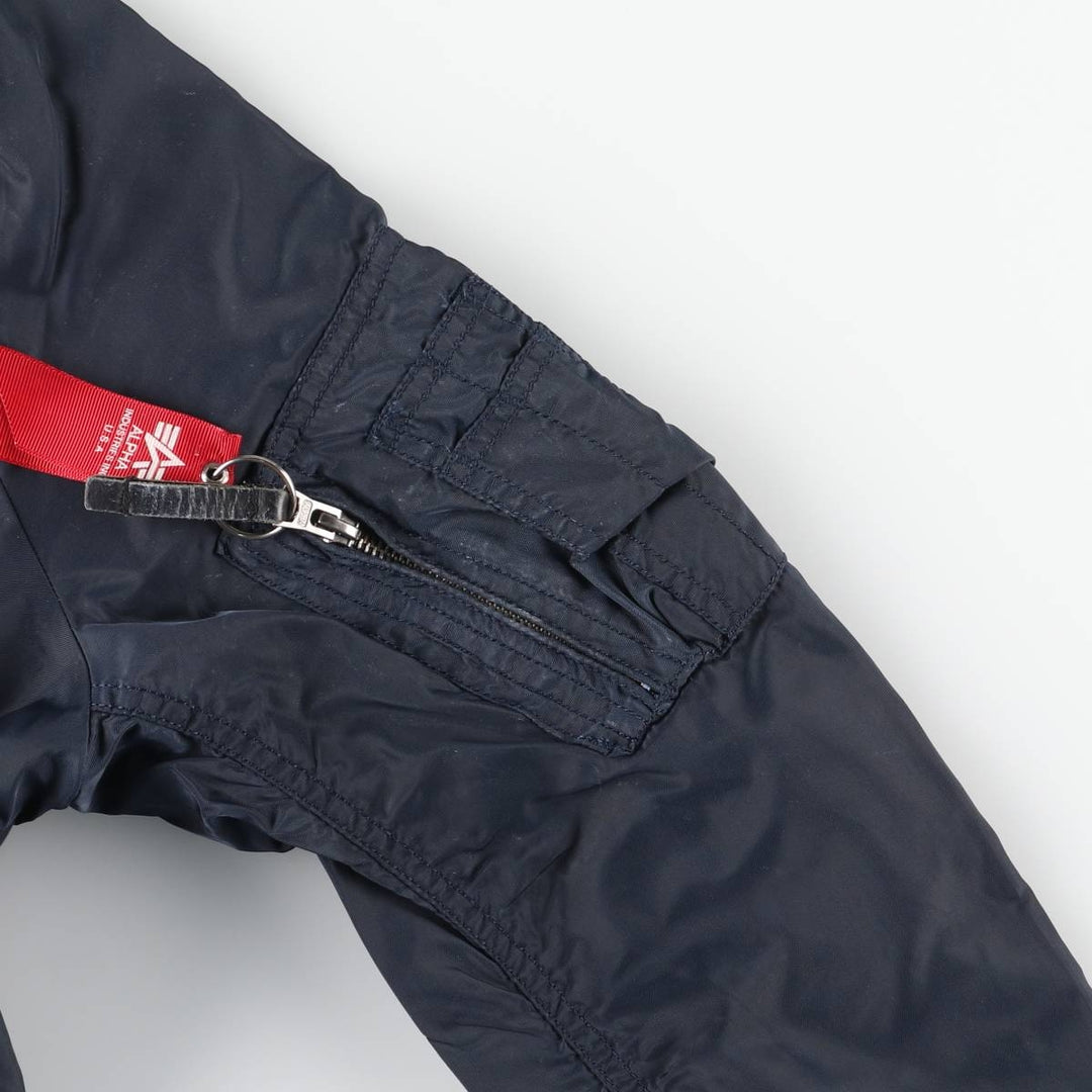 Civilian Alpha MA-1 Type Military Flight Jacket Men's M Size Nylon navy blue type Vintage Second Hand
