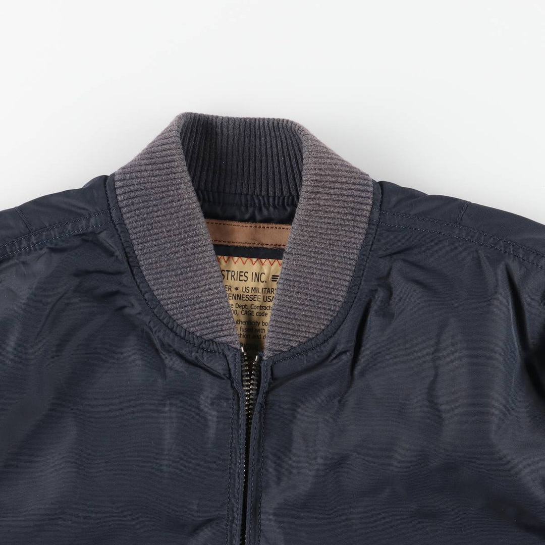 Civilian Alpha MA-1 Military Flight Jacket, Men's Size L Nylon navy blue type Vintage Second Hand