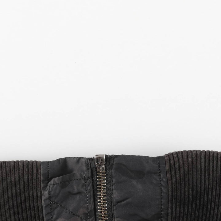 Civilian-made Alpha Industries MA-1 type camouflage pattern military flight jacket, men's size L equivalent. Nylon black type Vintage Second Hand
