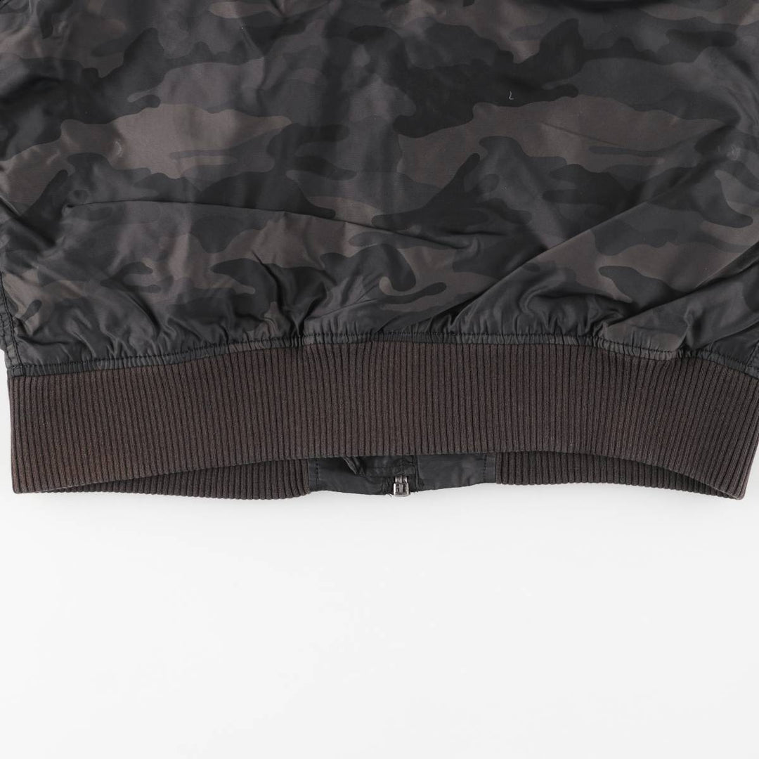 Civilian-made Alpha Industries MA-1 type camouflage pattern military flight jacket, men's size L equivalent. Nylon black type Vintage Second Hand