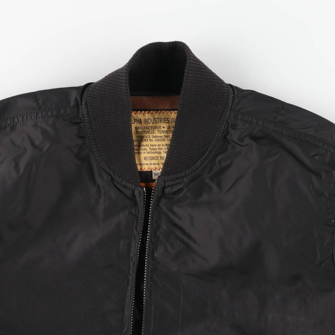 Alpha Industries MA-1 Type Military Flight Jacket, Men's Size M (Equivalent), Civilian Item Nylon black type Vintage Second Hand