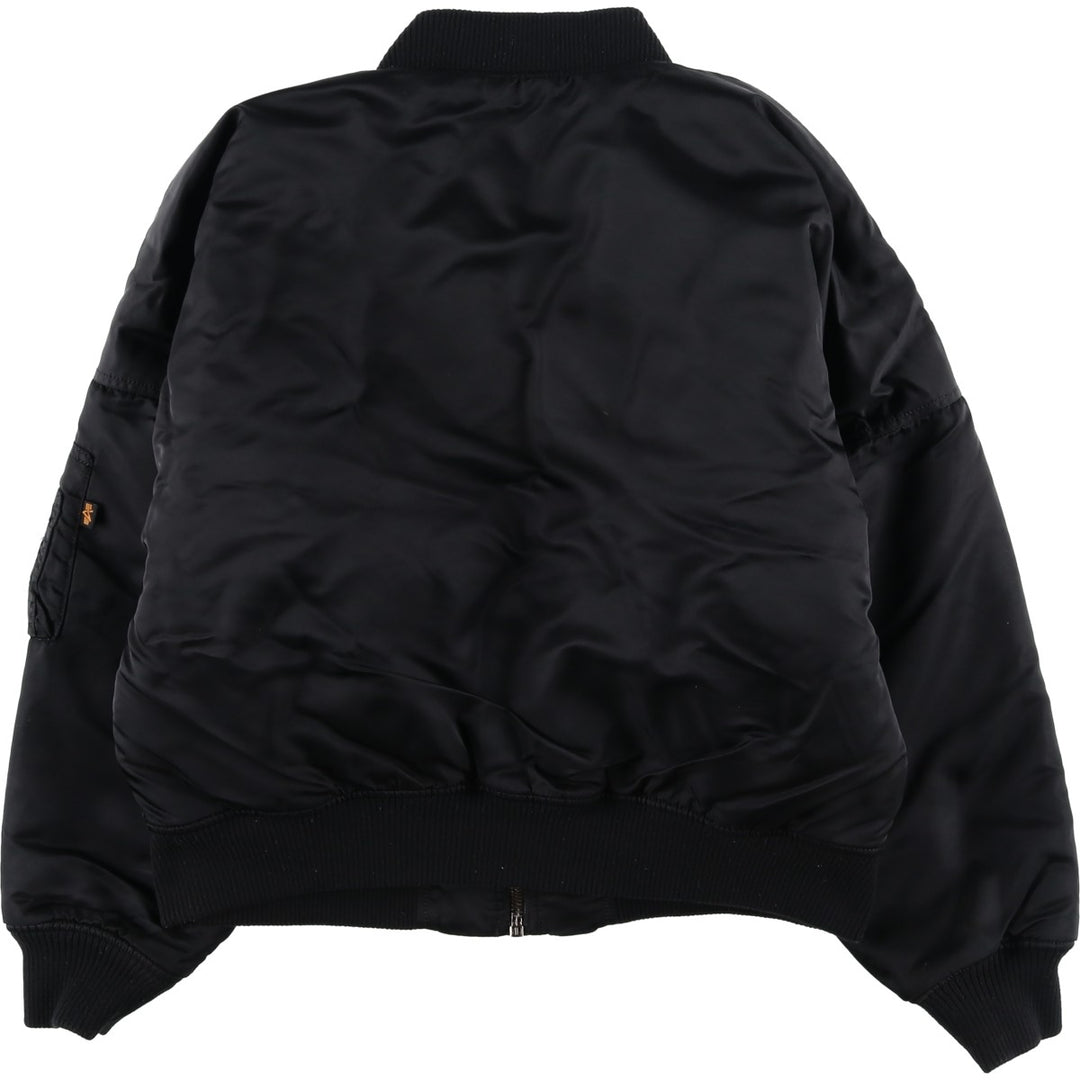 Civilian-made Alpha Industries MA-1 type camouflage pattern reversible military flight jacket with boa lining, men's size M equivalent. Nylon black type Vintage Second Hand