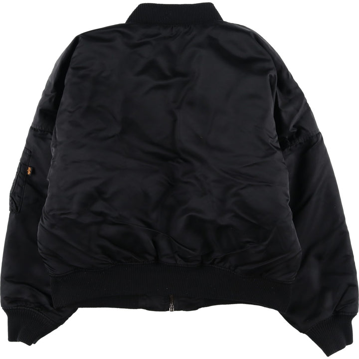 Civilian-made Alpha Industries MA-1 type camouflage pattern reversible military flight jacket with boa lining, men's size M equivalent. Nylon black type Vintage Second Hand