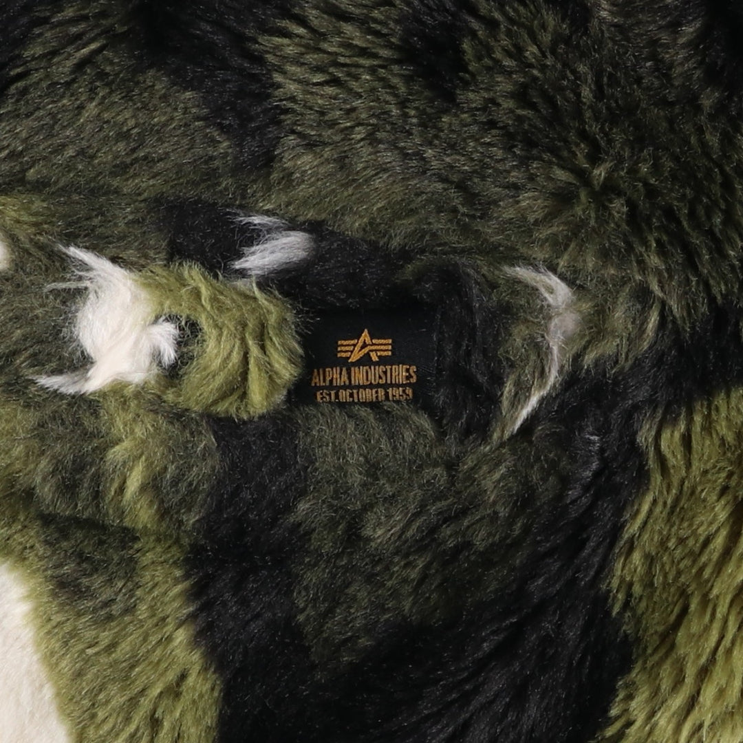 Civilian-made Alpha Industries MA-1 type camouflage pattern reversible military flight jacket with boa lining, men's size M equivalent. Nylon black type Vintage Second Hand