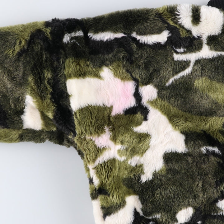 Civilian-made Alpha Industries MA-1 type camouflage pattern reversible military flight jacket with boa lining, men's size M equivalent. Nylon black type Vintage Second Hand