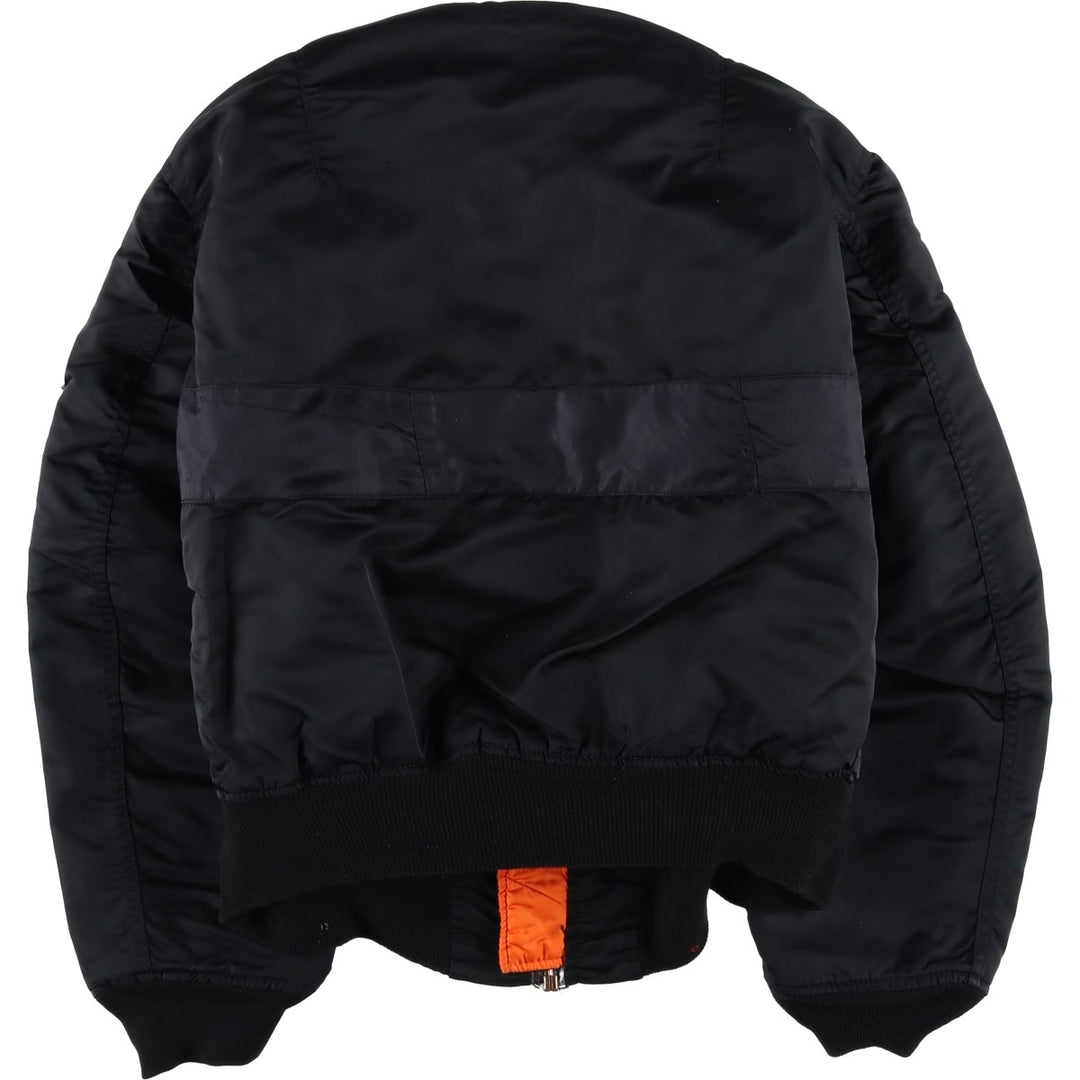 90'S civilian Alpha MA-1 style padded military flight jacket, made in the USA, men's size L, vintage Nylon black type Vintage Second Hand