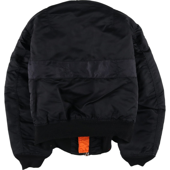 90'S civilian Alpha MA-1 style padded military flight jacket, made in the USA, men's size L, vintage Nylon black type Vintage Second Hand