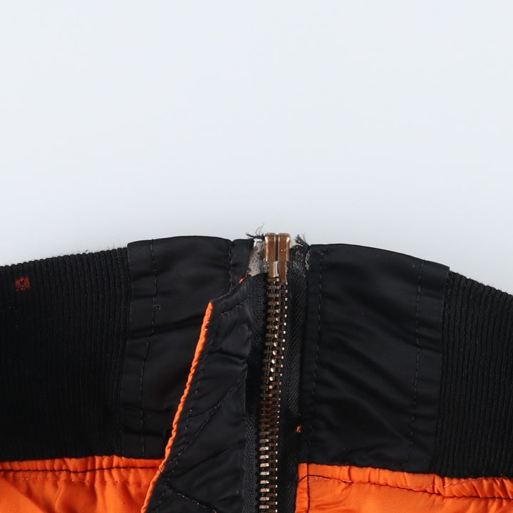 90'S civilian Alpha MA-1 style padded military flight jacket, made in the USA, men's size L, vintage Nylon black type Vintage Second Hand