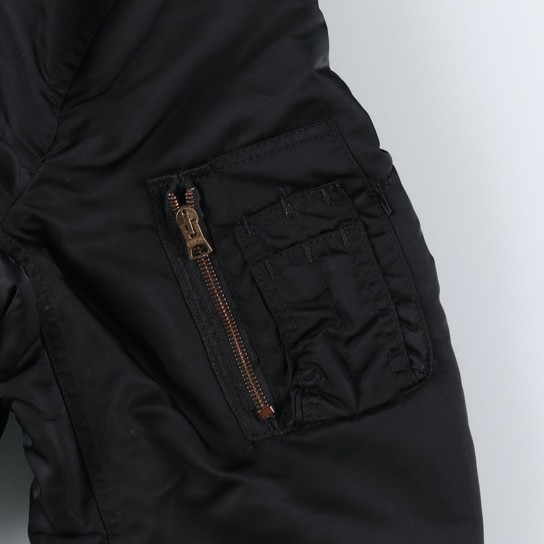 90'S civilian Alpha MA-1 style padded military flight jacket, made in the USA, men's size L, vintage Nylon black type Vintage Second Hand