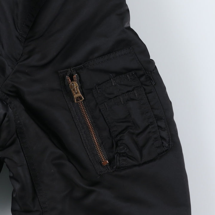 90'S civilian Alpha MA-1 style padded military flight jacket, made in the USA, men's size L, vintage Nylon black type Vintage Second Hand