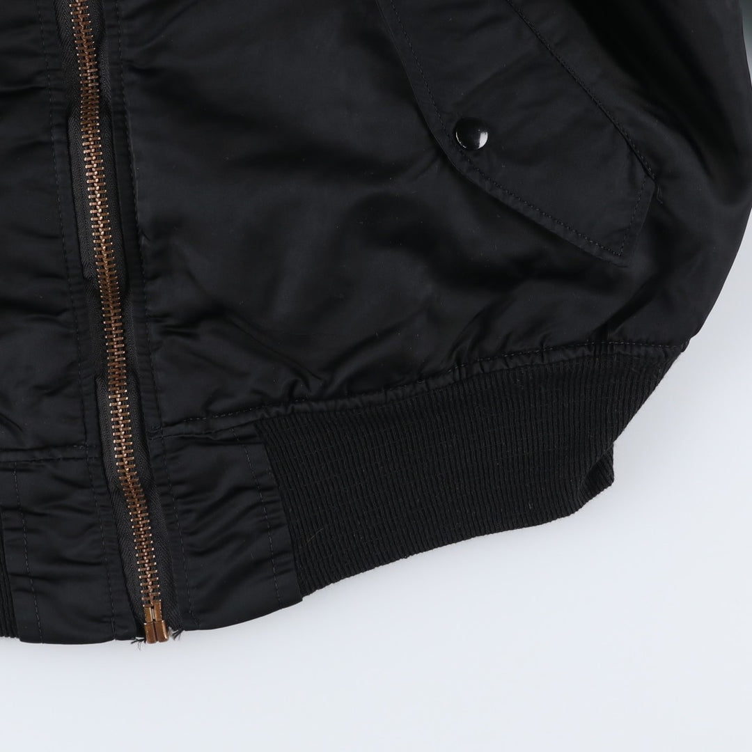90'S civilian Alpha MA-1 style padded military flight jacket, made in the USA, men's size L, vintage Nylon black type Vintage Second Hand