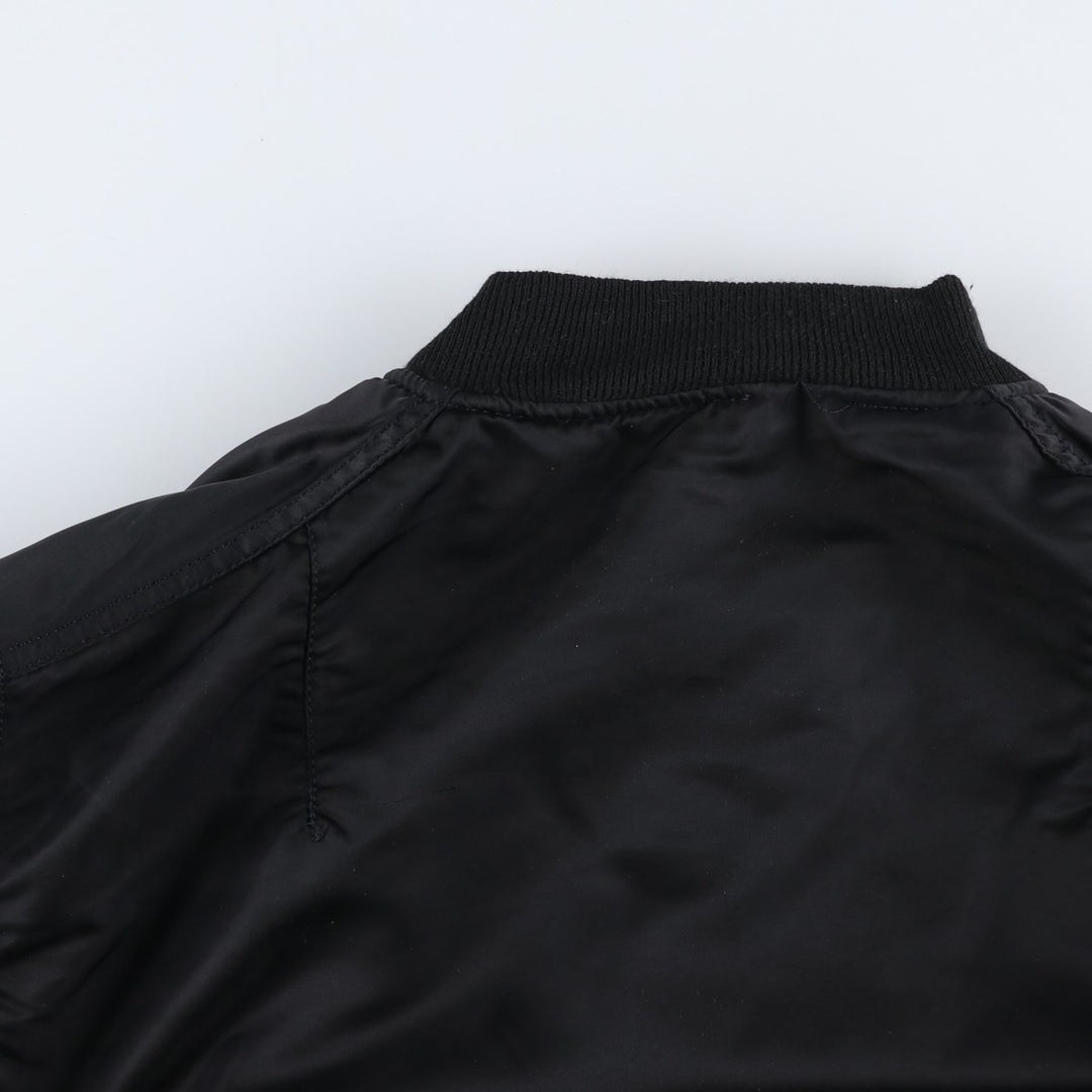 90'S civilian Alpha MA-1 style padded military flight jacket, made in the USA, men's size L, vintage Nylon black type Vintage Second Hand