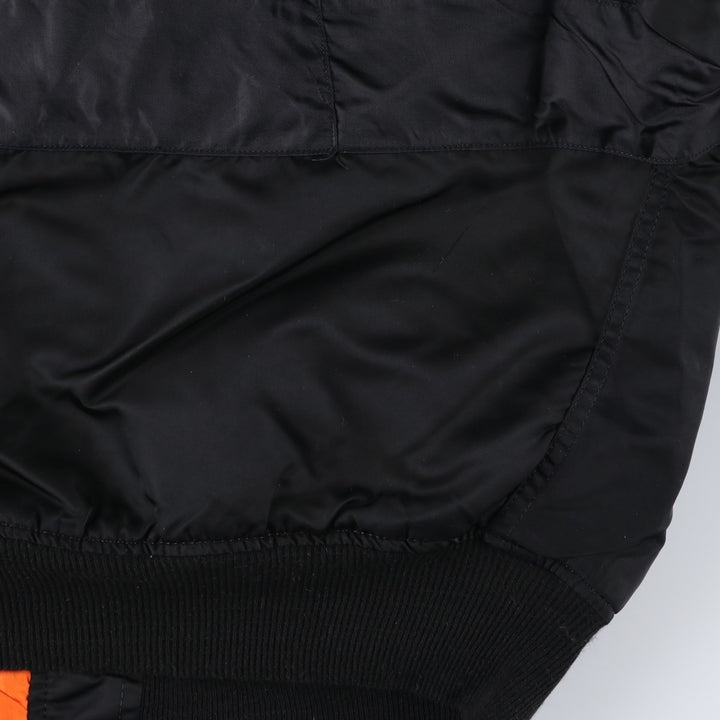 90'S civilian Alpha MA-1 style padded military flight jacket, made in the USA, men's size L, vintage Nylon black type Vintage Second Hand