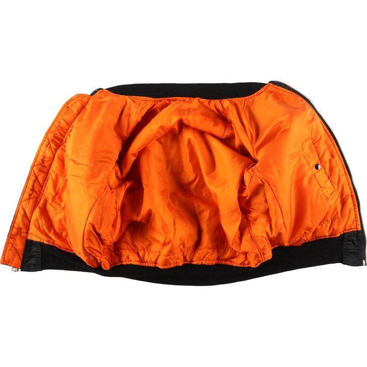 90'S civilian Alpha MA-1 type padded military flight jacket made in USA size L for men Nylon black type Vintage Second Hand