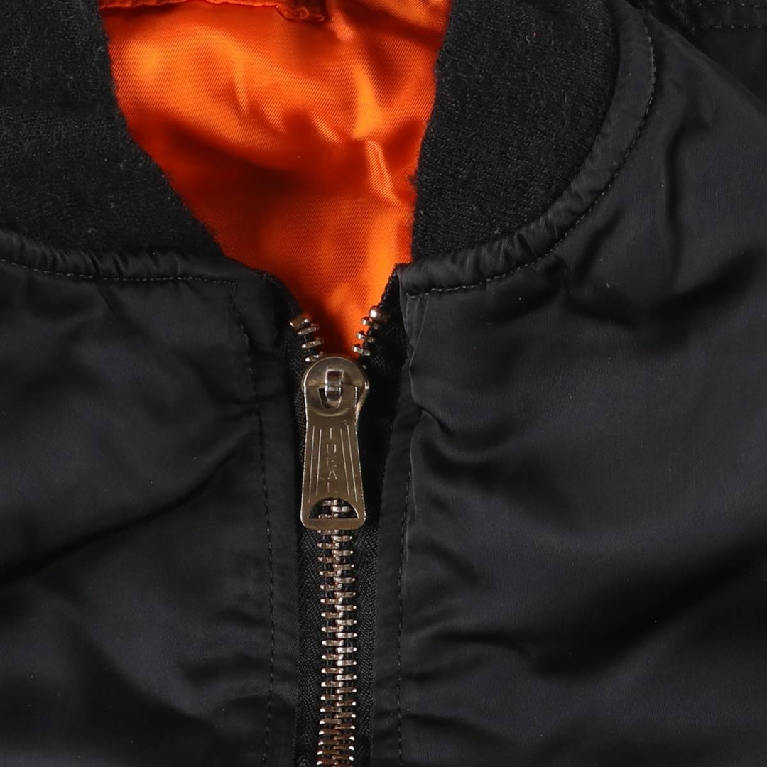 90'S civilian Alpha MA-1 type padded military flight jacket made in USA size L for men Nylon black type Vintage Second Hand