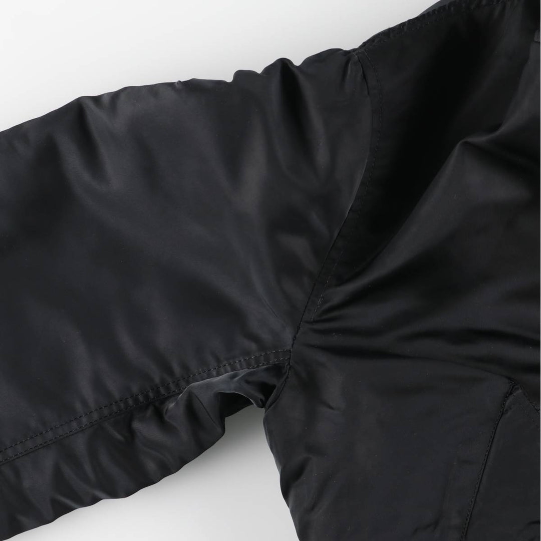 90'S civilian Alpha MA-1 type padded military flight jacket made in USA size L for men Nylon black type Vintage Second Hand