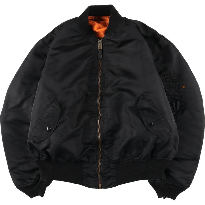 90'S civilian Alpha MA-1 style padded military flight jacket, made in the USA, men's size XXL, vintage Nylon black type Vintage Second Hand