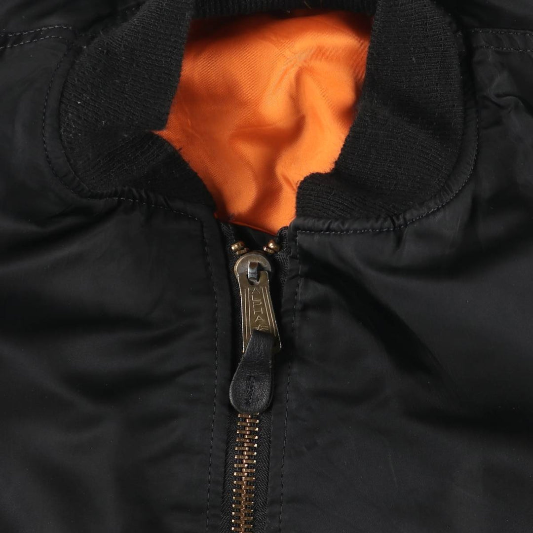90'S civilian Alpha MA-1 style padded military flight jacket, made in the USA, men's size XXL, vintage Nylon black type Vintage Second Hand
