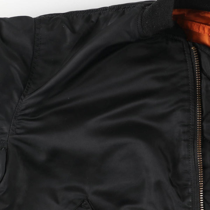 90'S civilian Alpha MA-1 style padded military flight jacket, made in the USA, men's size XXL, vintage Nylon black type Vintage Second Hand