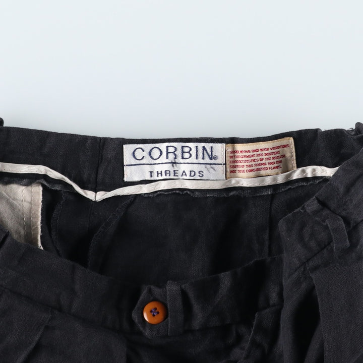 CORBIN Two-Pleat Shorts, Made in USA, Men's Size W30 (approx.), Vintage unclear black type Vintage Second Hand