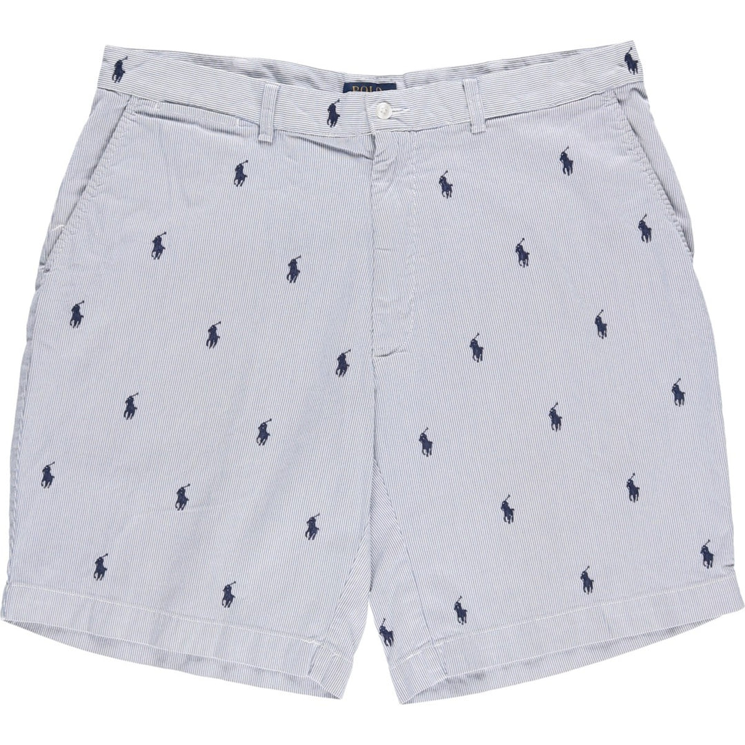 Ralph Lauren POLO RALPH LAUREN Stripe Pattern Cotton Shorts, Men's Size W36 (approx.) cotton blue type Vintage Second Hand
