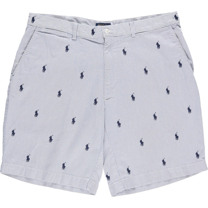 Ralph Lauren POLO RALPH LAUREN Stripe Pattern Cotton Shorts, Men's Size W36 (approx.) cotton blue type Vintage Second Hand