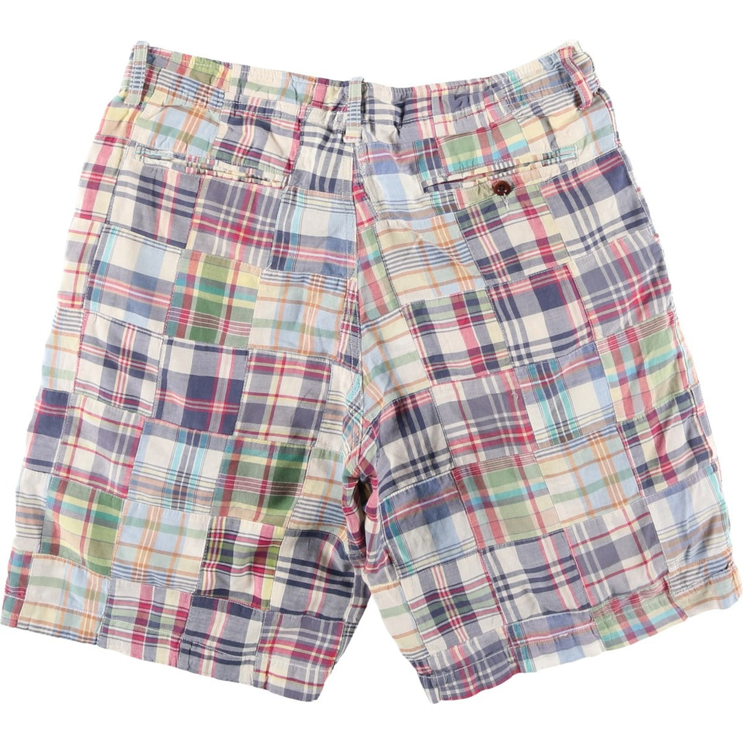 J.Crew Check Pattern Madras Check Patchwork Shorts (Men's W34 equivalent) cotton red type Vintage Second Hand