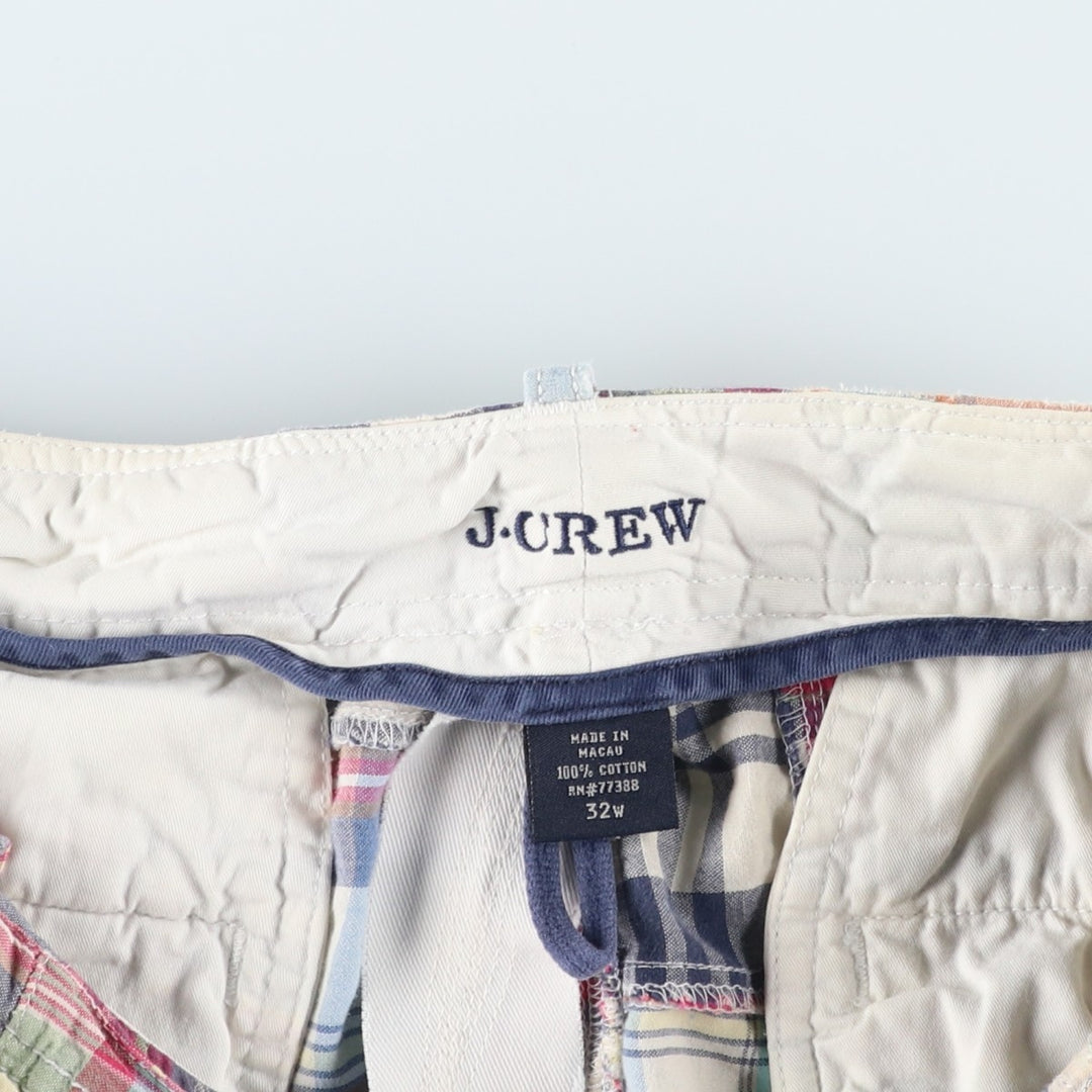 J.Crew Check Pattern Madras Check Patchwork Shorts (Men's W34 equivalent) cotton red type Vintage Second Hand