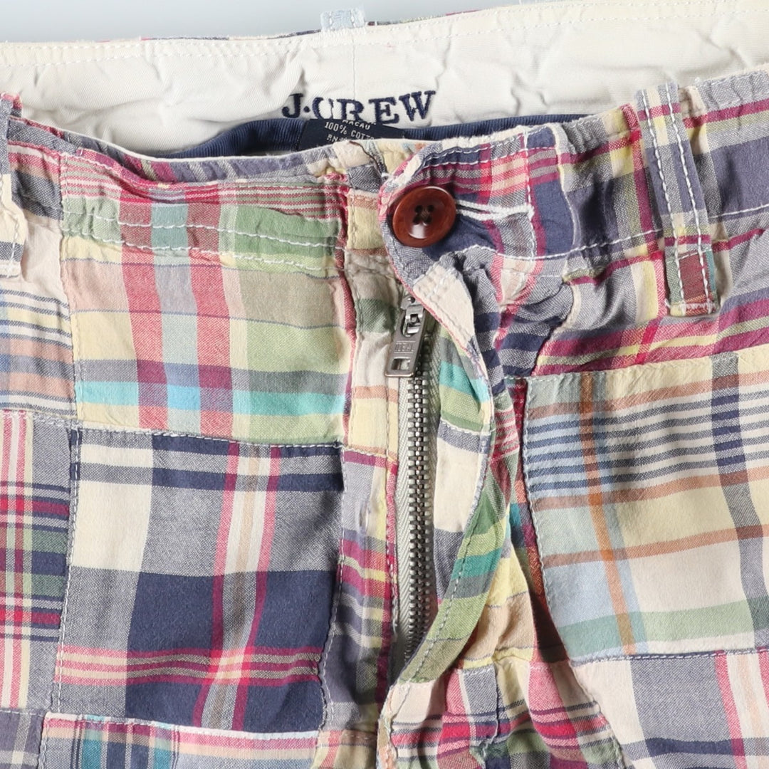 J.Crew Check Pattern Madras Check Patchwork Shorts (Men's W34 equivalent) cotton red type Vintage Second Hand