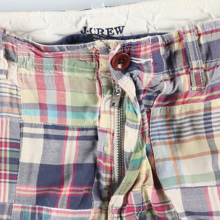 J.Crew Check Pattern Madras Check Patchwork Shorts (Men's W34 equivalent) cotton red type Vintage Second Hand