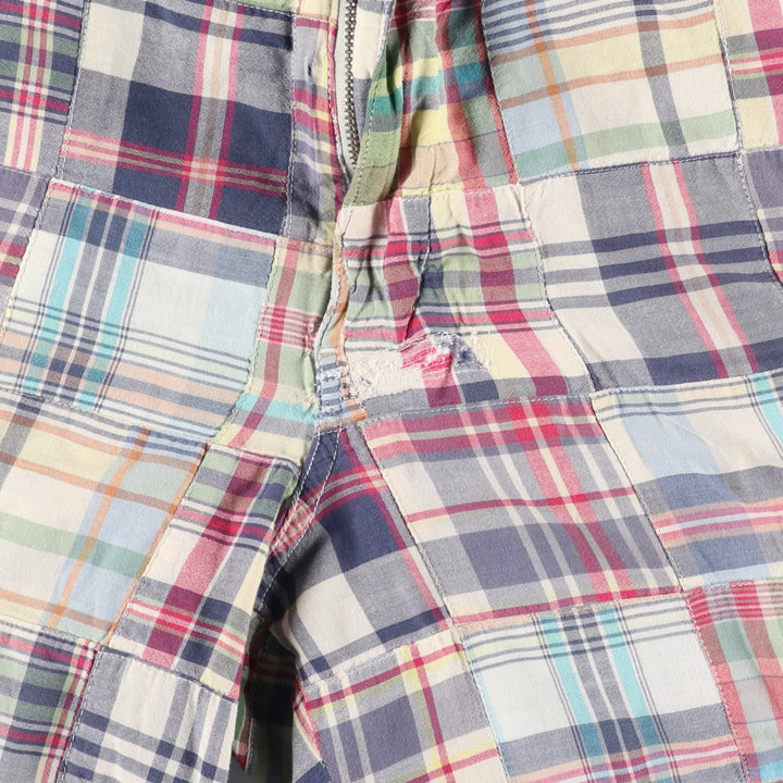 J.Crew Check Pattern Madras Check Patchwork Shorts (Men's W34 equivalent) cotton red type Vintage Second Hand