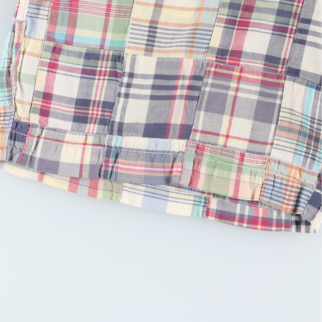 J.Crew Check Pattern Madras Check Patchwork Shorts (Men's W34 equivalent) cotton red type Vintage Second Hand