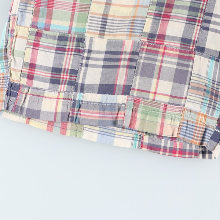 J.Crew Check Pattern Madras Check Patchwork Shorts (Men's W34 equivalent) cotton red type Vintage Second Hand
