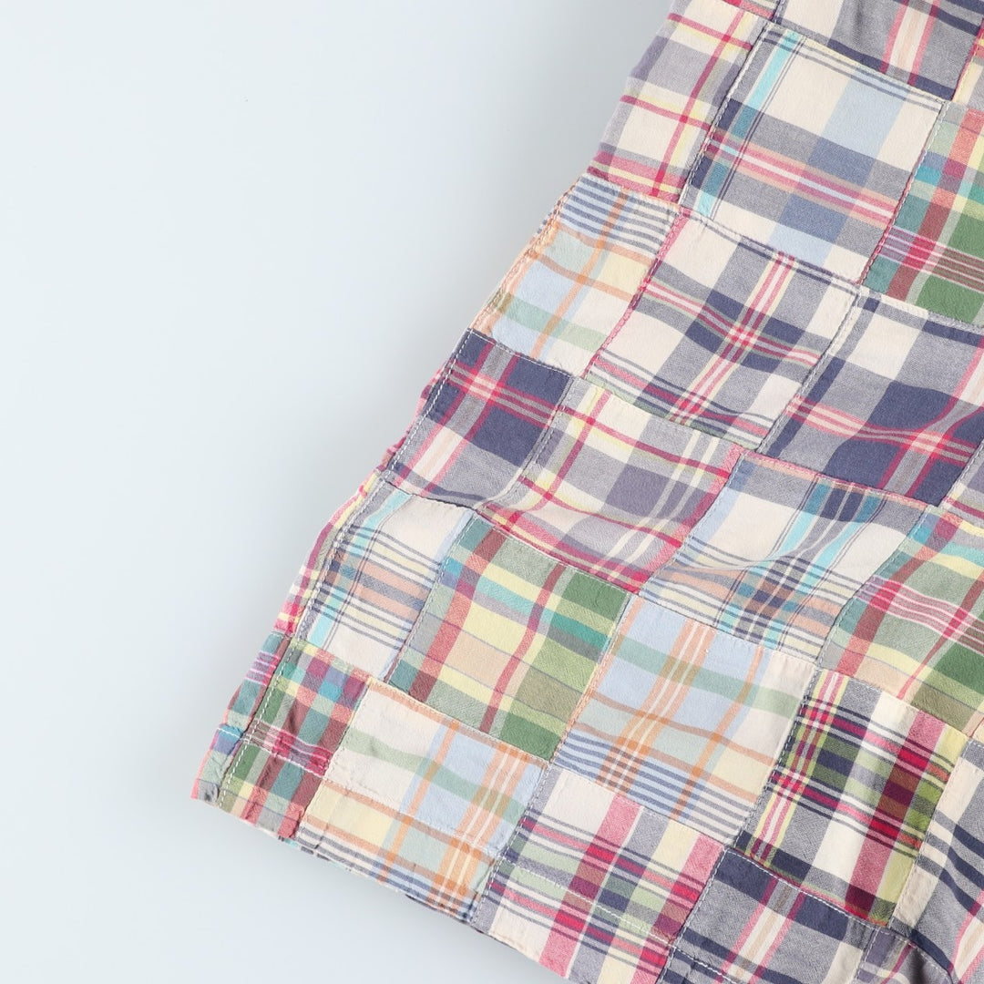 J.Crew Check Pattern Madras Check Patchwork Shorts (Men's W34 equivalent) cotton red type Vintage Second Hand