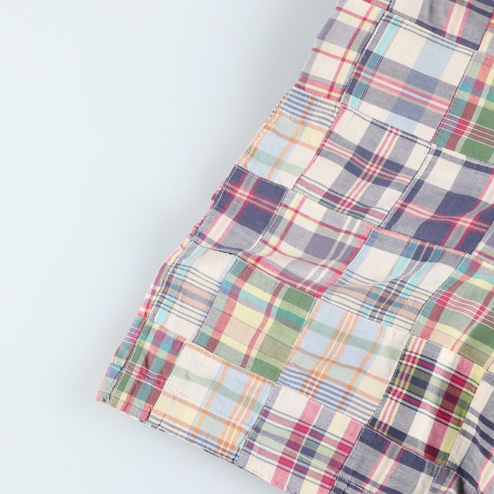 J.Crew Check Pattern Madras Check Patchwork Shorts (Men's W34 equivalent) cotton red type Vintage Second Hand