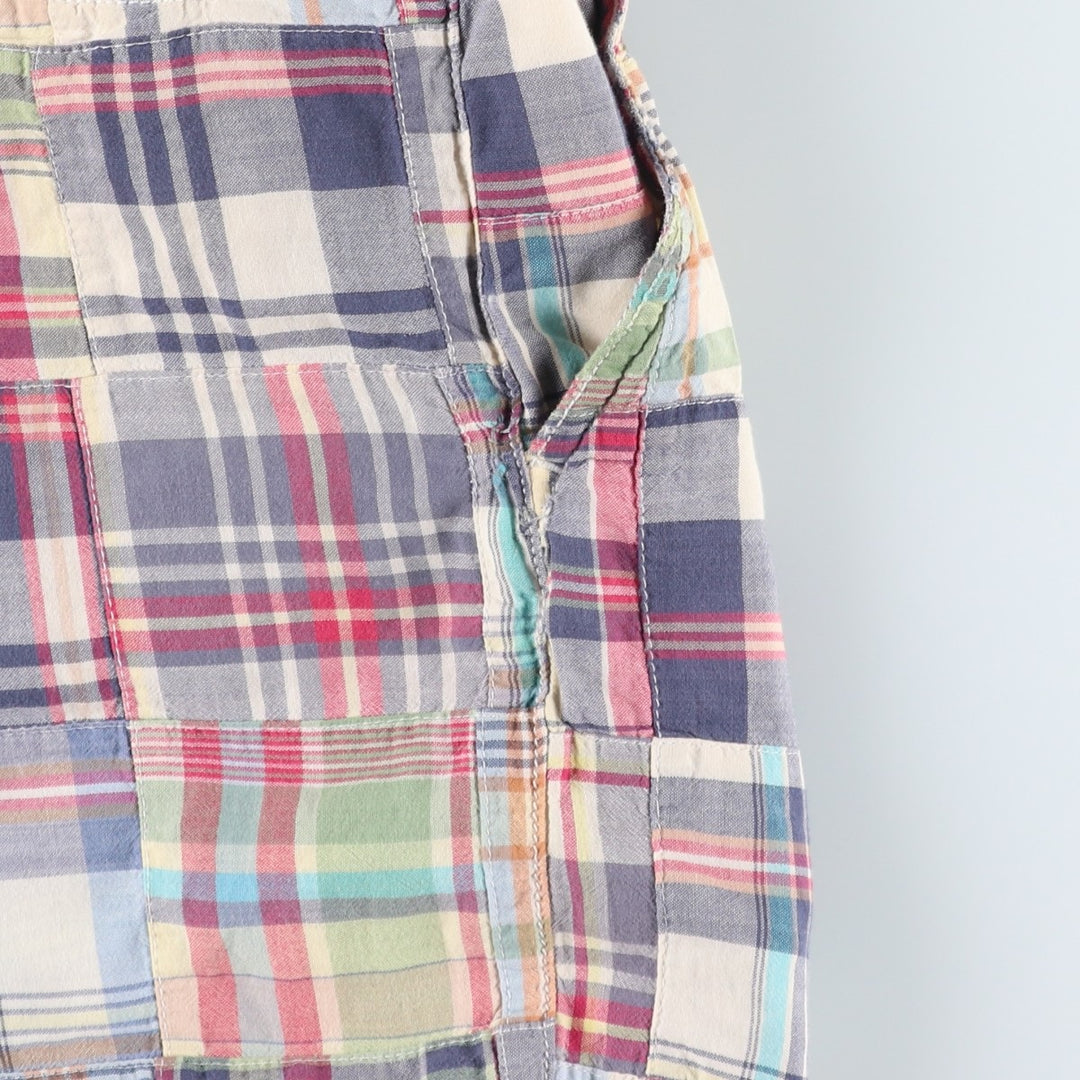 J.Crew Check Pattern Madras Check Patchwork Shorts (Men's W34 equivalent) cotton red type Vintage Second Hand