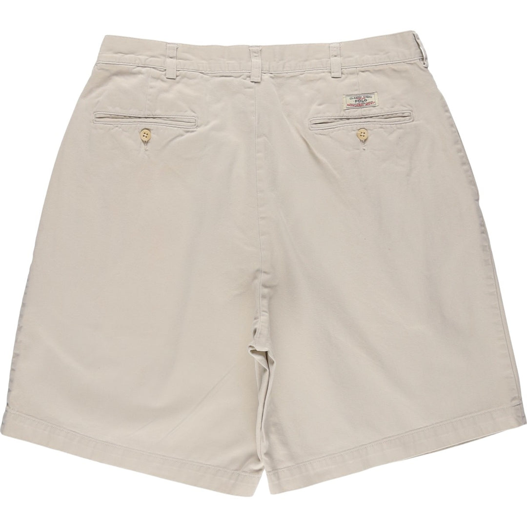 Ralph Lauren POLO by Ralph Lauren TYLER SHORT Two-pleat chino shorts, short pants, men's size W34 cotton pale white type Vintage Second Hand