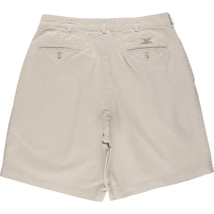 Ralph Lauren POLO by Ralph Lauren TYLER SHORT Two-pleat chino shorts, short pants, men's size W34 cotton pale white type Vintage Second Hand