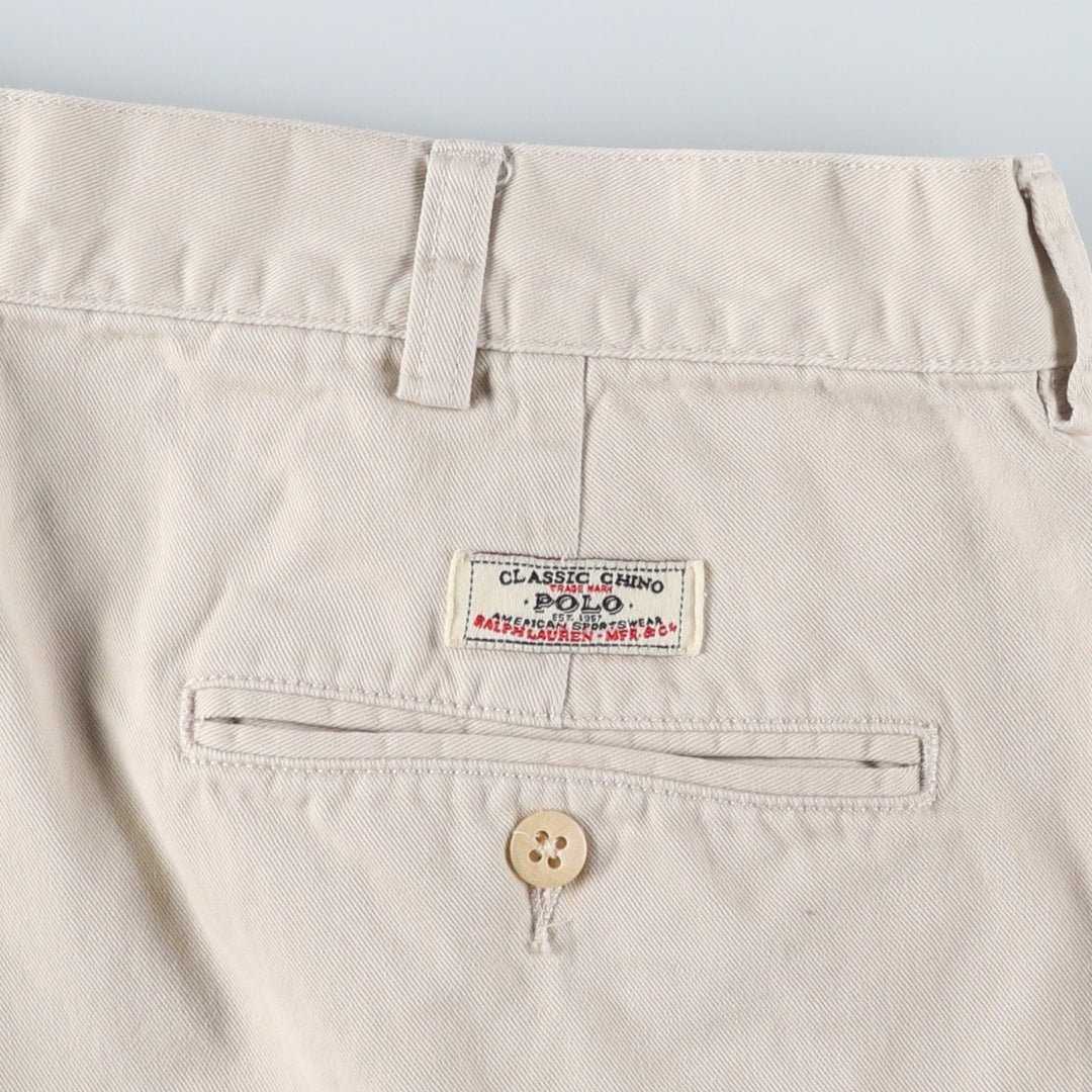Ralph Lauren POLO by Ralph Lauren TYLER SHORT Two-pleat chino shorts, short pants, men's size W34 cotton pale white type Vintage Second Hand