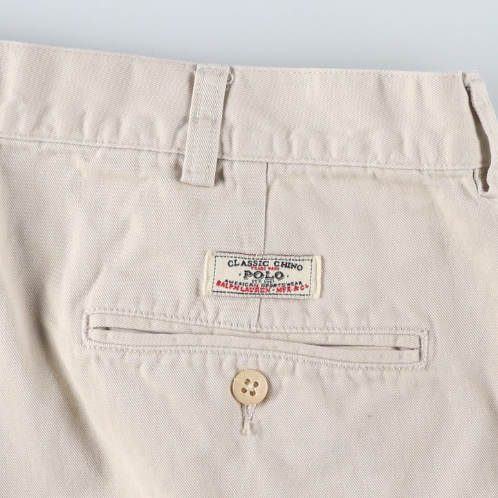 Ralph Lauren POLO by Ralph Lauren TYLER SHORT Two-pleat chino shorts, short pants, men's size W34 cotton pale white type Vintage Second Hand