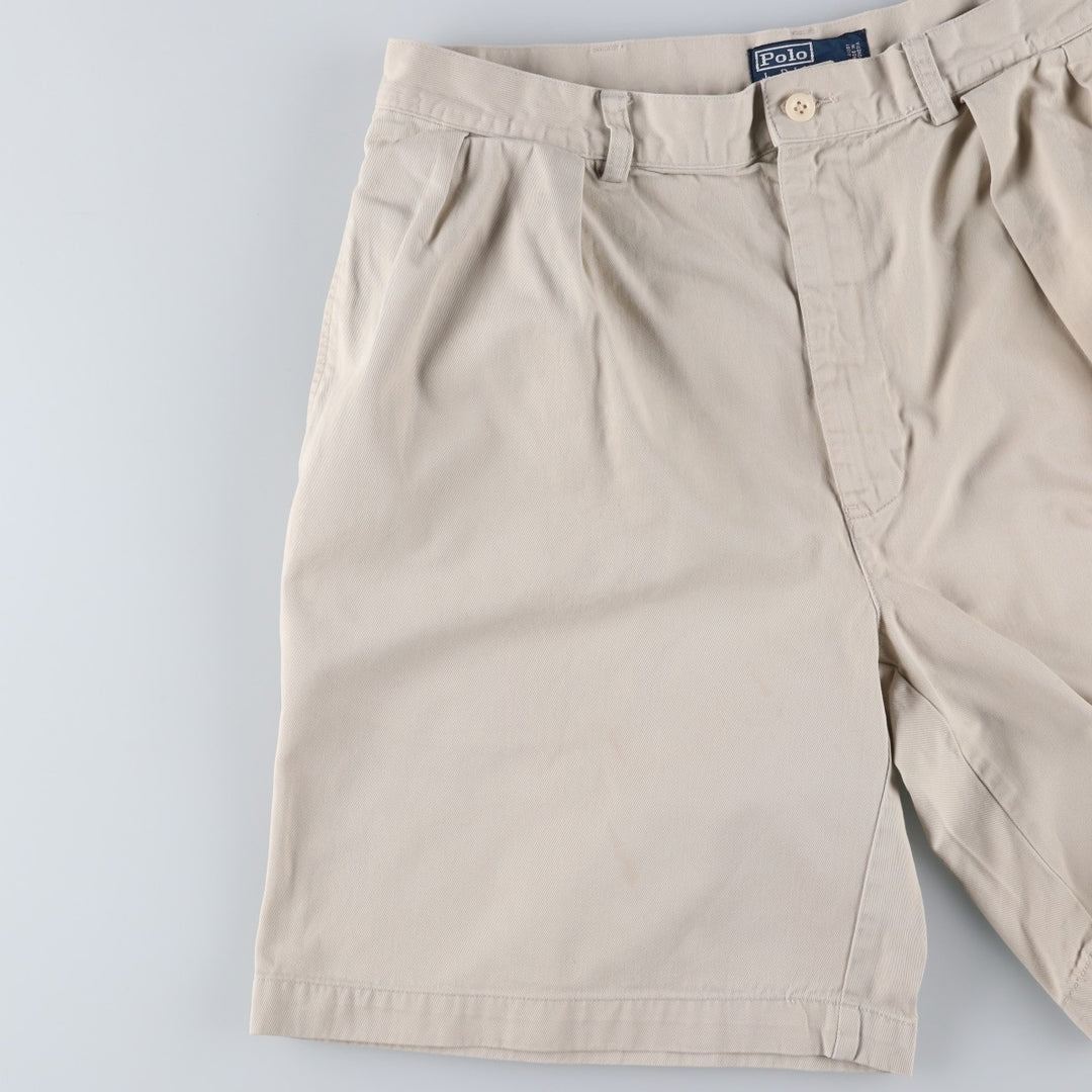 Ralph Lauren POLO by Ralph Lauren TYLER SHORT Two-pleat chino shorts, short pants, men's size W34 cotton pale white type Vintage Second Hand