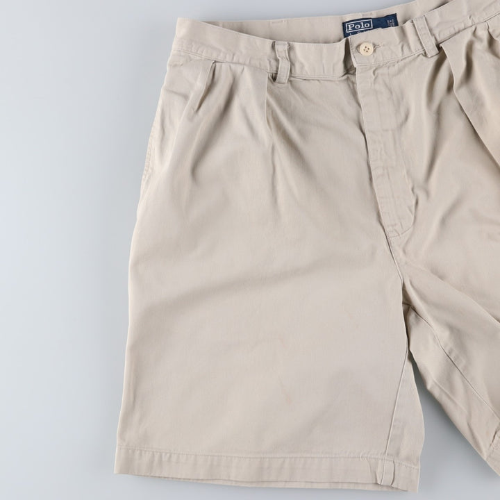 Ralph Lauren POLO by Ralph Lauren TYLER SHORT Two-pleat chino shorts, short pants, men's size W34 cotton pale white type Vintage Second Hand
