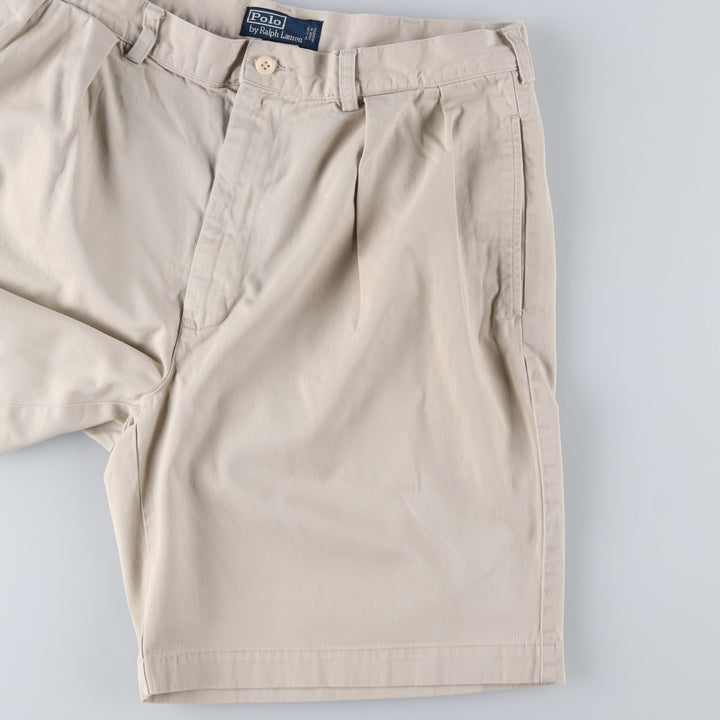 Ralph Lauren POLO by Ralph Lauren TYLER SHORT Two-pleat chino shorts, short pants, men's size W34 cotton pale white type Vintage Second Hand