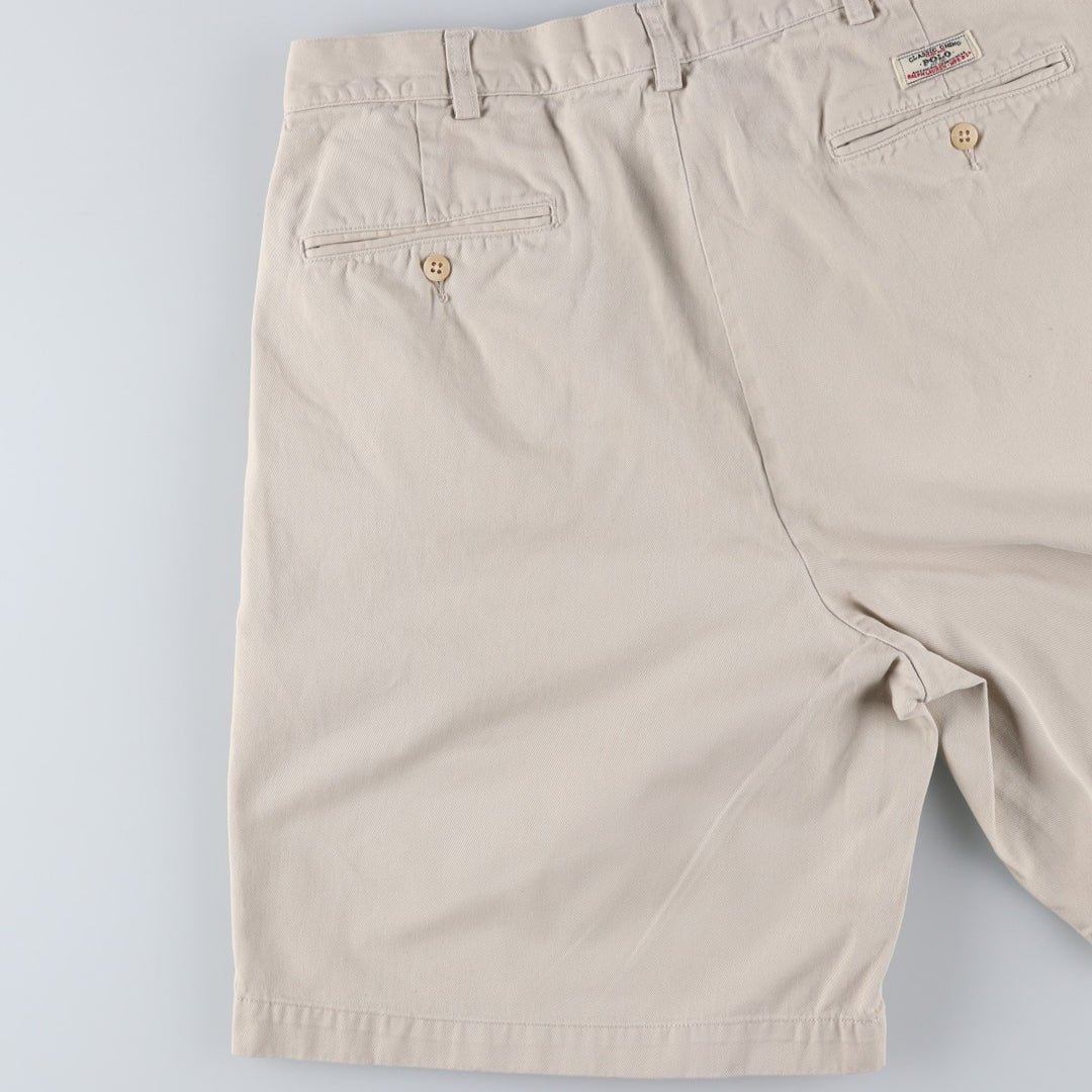 Ralph Lauren POLO by Ralph Lauren TYLER SHORT Two-pleat chino shorts, short pants, men's size W34 cotton pale white type Vintage Second Hand