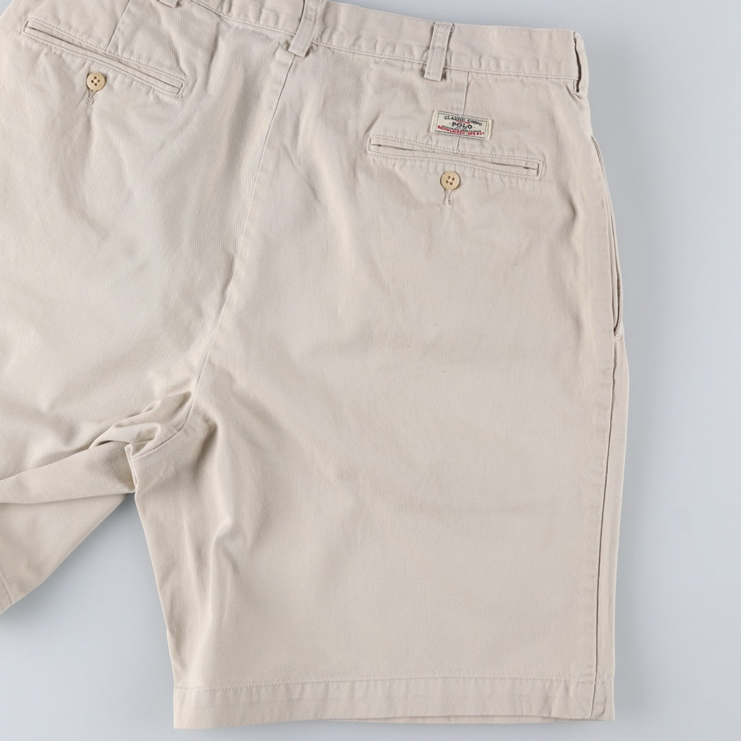 Ralph Lauren POLO by Ralph Lauren TYLER SHORT Two-pleat chino shorts, short pants, men's size W34 cotton pale white type Vintage Second Hand