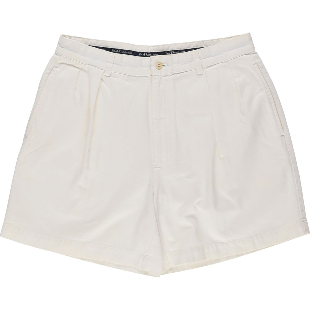 Ralph Lauren POLO by Ralph Lauren ANDREW SHORT Two-pleat chino shorts, short pants, men's size W32 cotton white type Vintage Second Hand