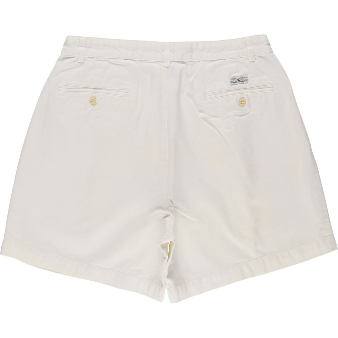 Ralph Lauren POLO by Ralph Lauren ANDREW SHORT Two-pleat chino shorts, short pants, men's size W32 cotton white type Vintage Second Hand