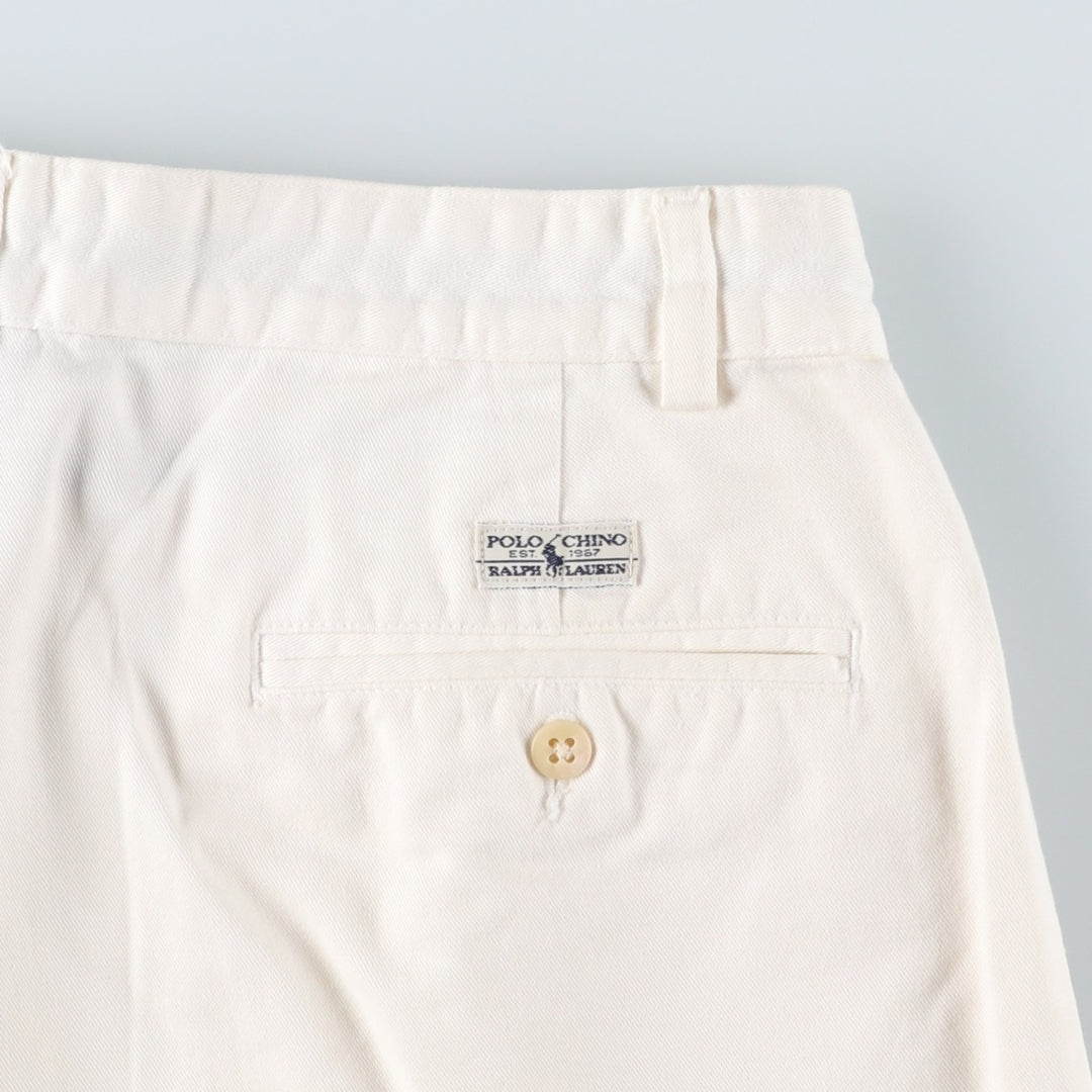 Ralph Lauren POLO by Ralph Lauren ANDREW SHORT Two-pleat chino shorts, short pants, men's size W32 cotton white type Vintage Second Hand