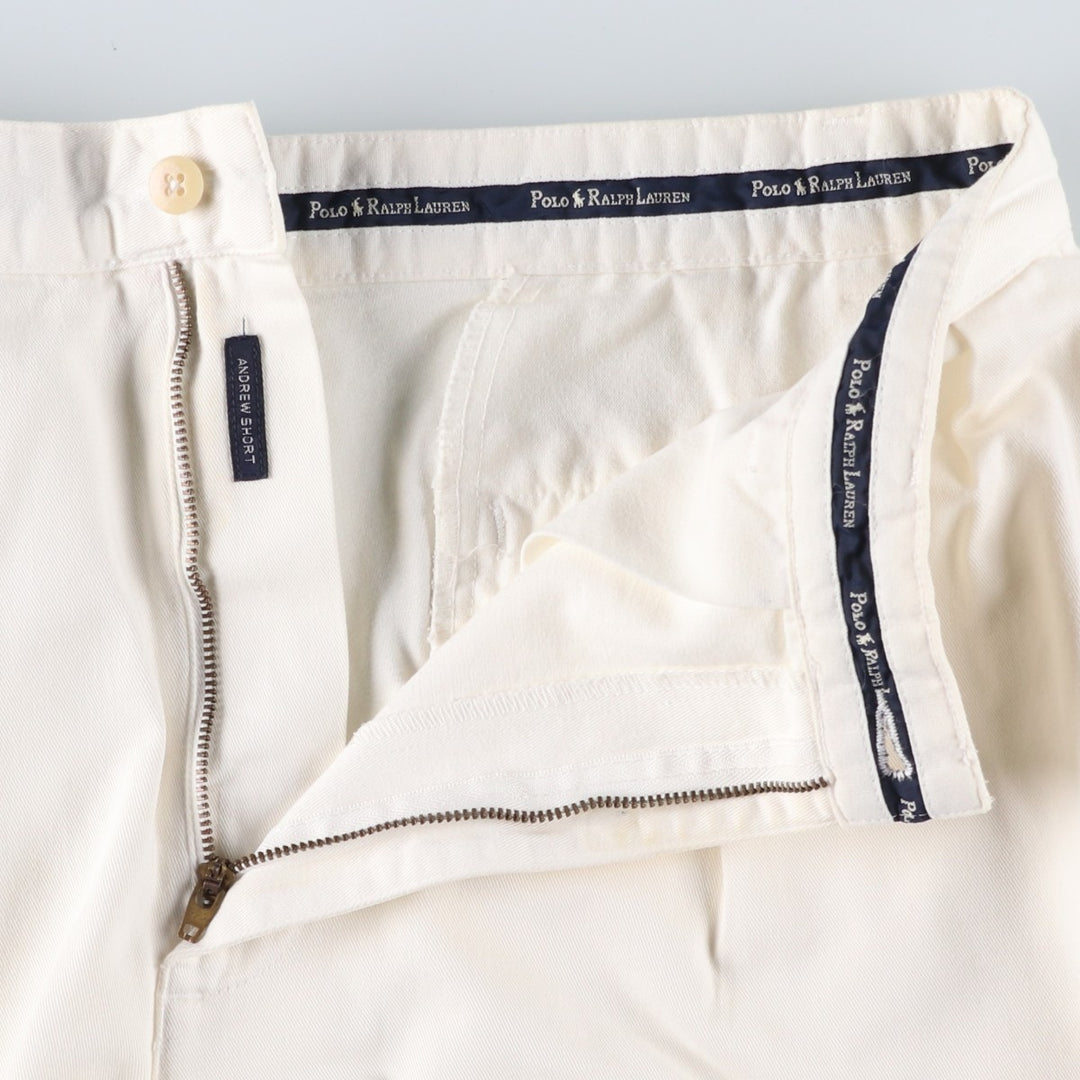 Ralph Lauren POLO by Ralph Lauren ANDREW SHORT Two-pleat chino shorts, short pants, men's size W32 cotton white type Vintage Second Hand