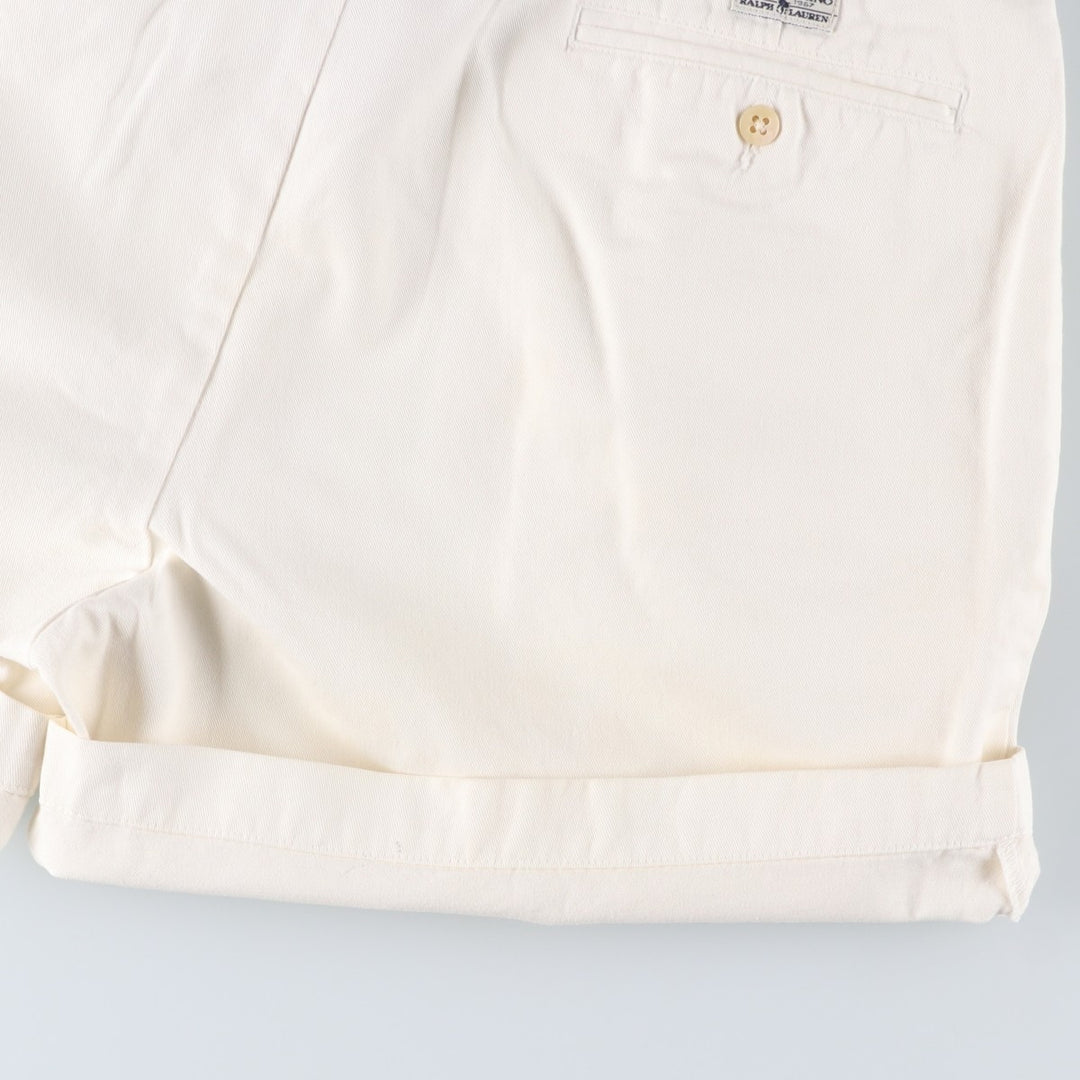 Ralph Lauren POLO by Ralph Lauren ANDREW SHORT Two-pleat chino shorts, short pants, men's size W32 cotton white type Vintage Second Hand